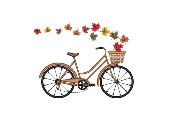A Bicycle Embroidery Design for Beautiful Autumn Gifts