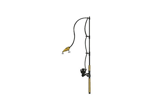 A Close Look at the Yellow Fishing Pole Embroidery Design