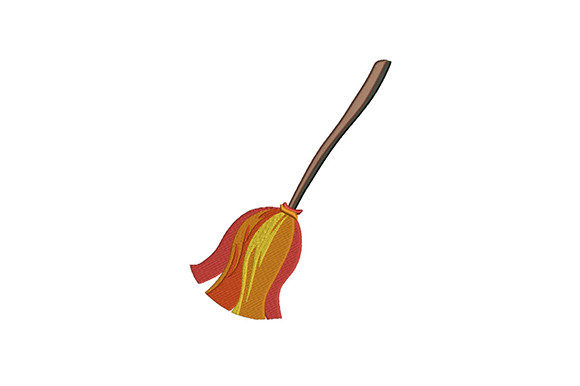 An Adorable Witch Broom Embroidery Design for Halloween Magic