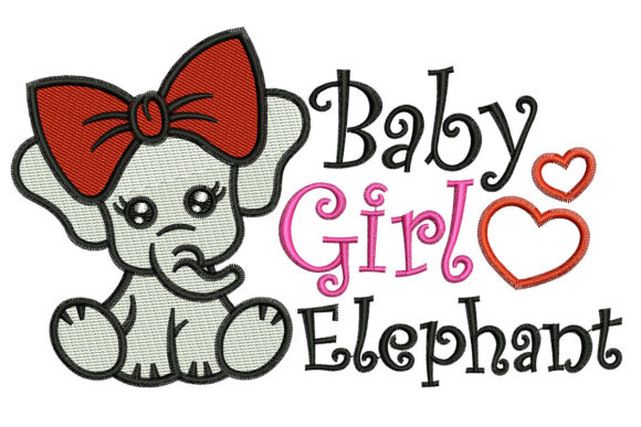 Baby Girl Elephant: A Playful Embroidery Design for Small Shops