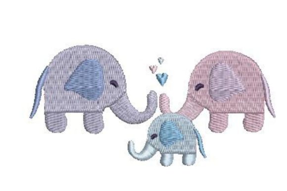 Elephant Family Embroidery for Boutique Apparel Projects