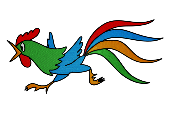 The Multicolour Rooster: A Vibrant Seasonal Embroidery Asset